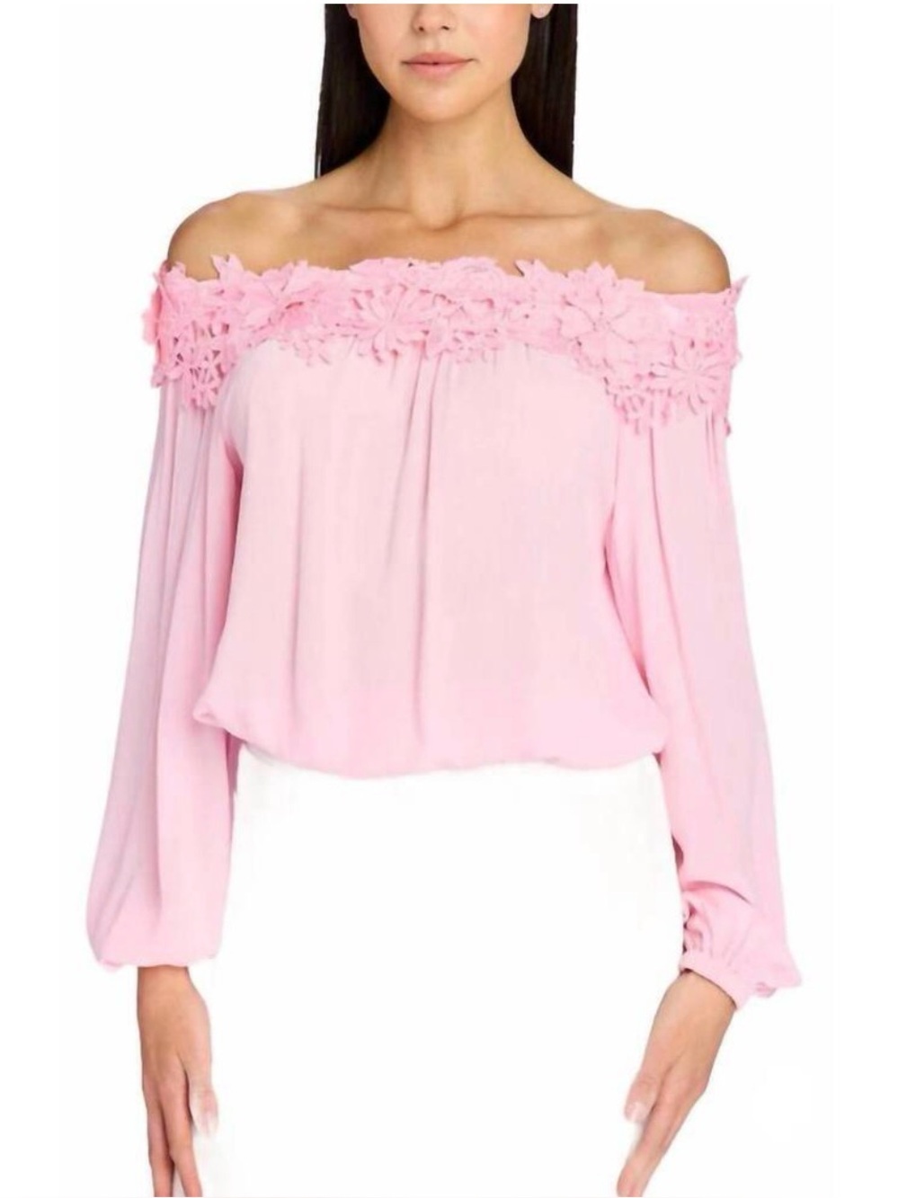Generation Love Merla Lace Pink Floral Lace Off-Shoulder Blouse